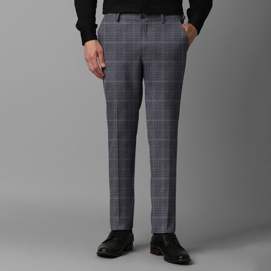 Slate Grid Fabric For Trousers