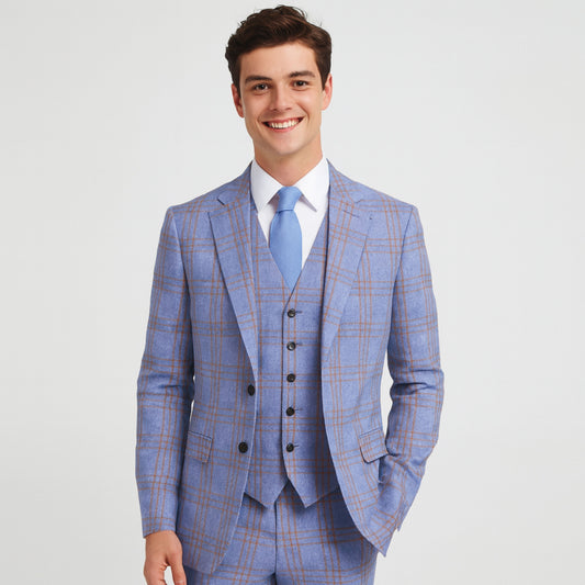 Blue Mist Grid Fabric