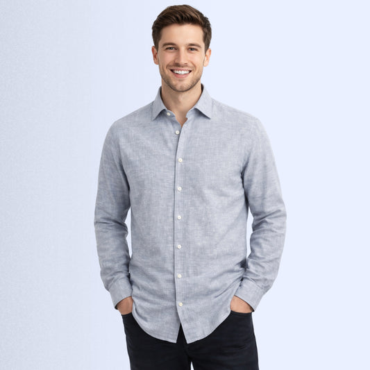 Steel Blue Linen Fabric