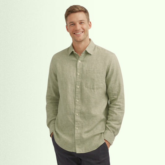 Olive Whisper Linen Fabric