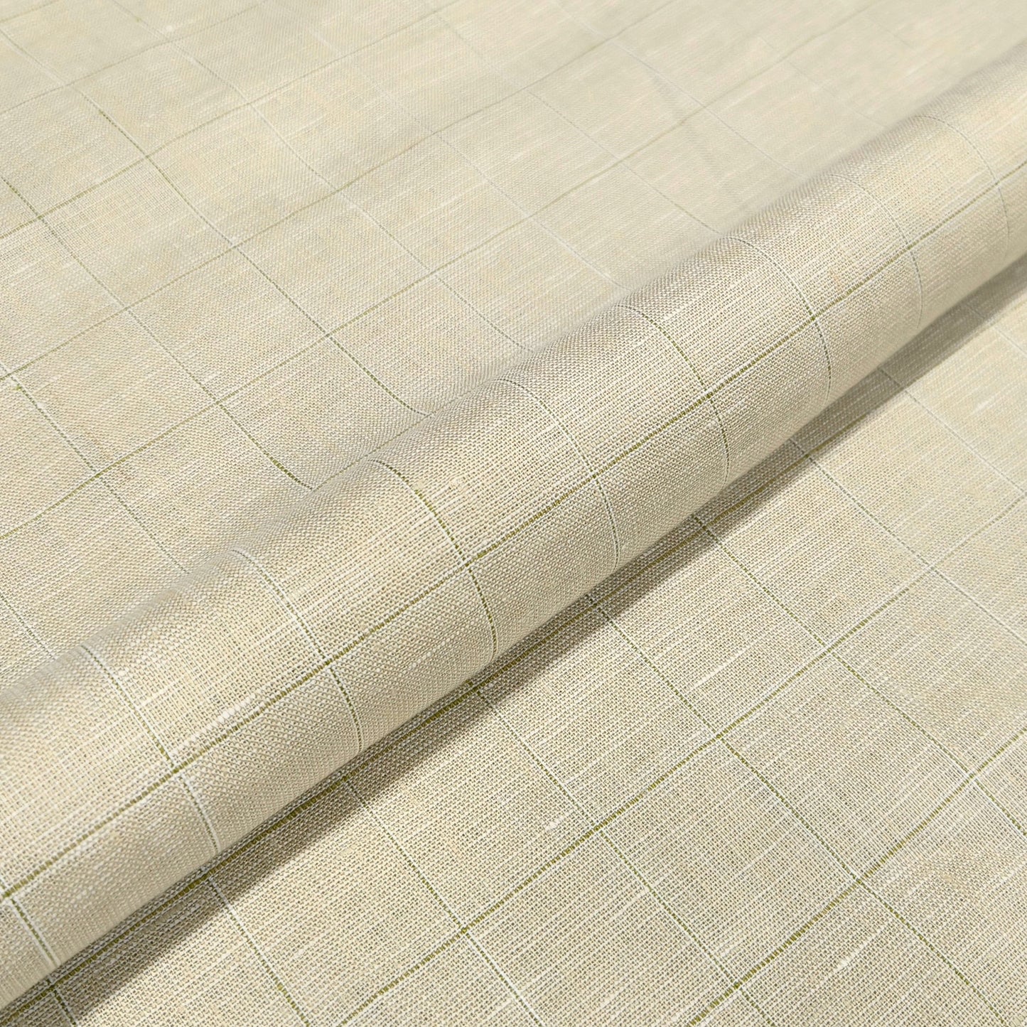 Desert Sand Check Linen Fabric