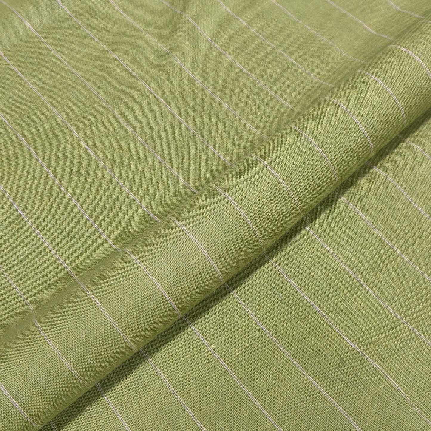 Classic Olive Pinstripe Linen Fabric