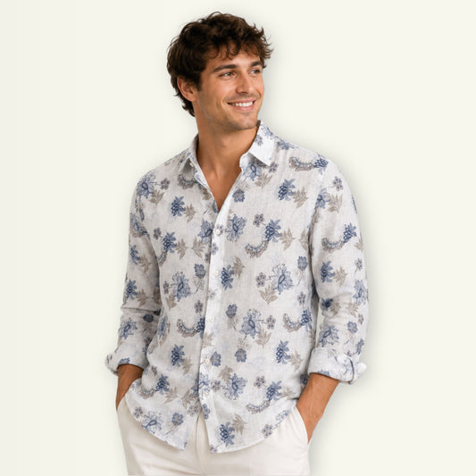 Royal Bloom Printed Linen Fabric