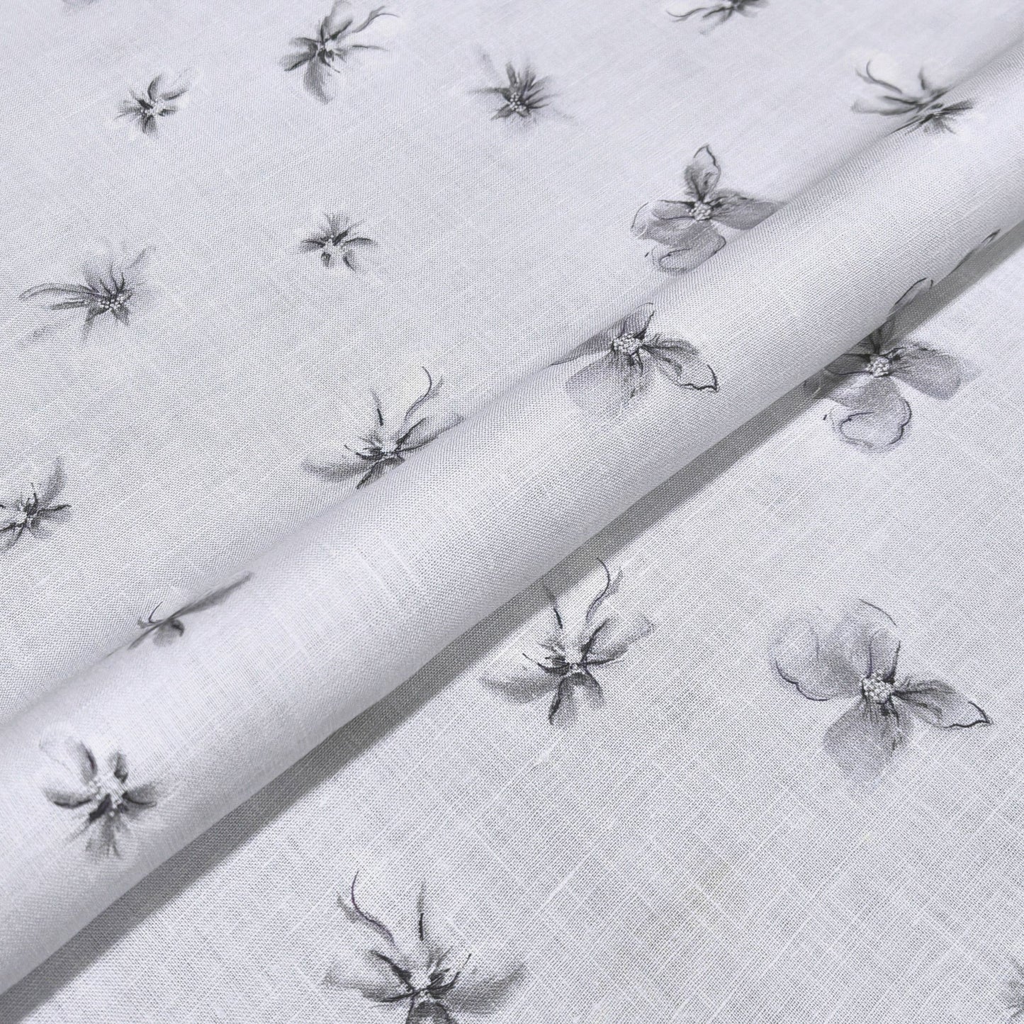 Mist Petal Printed Linen Fabric