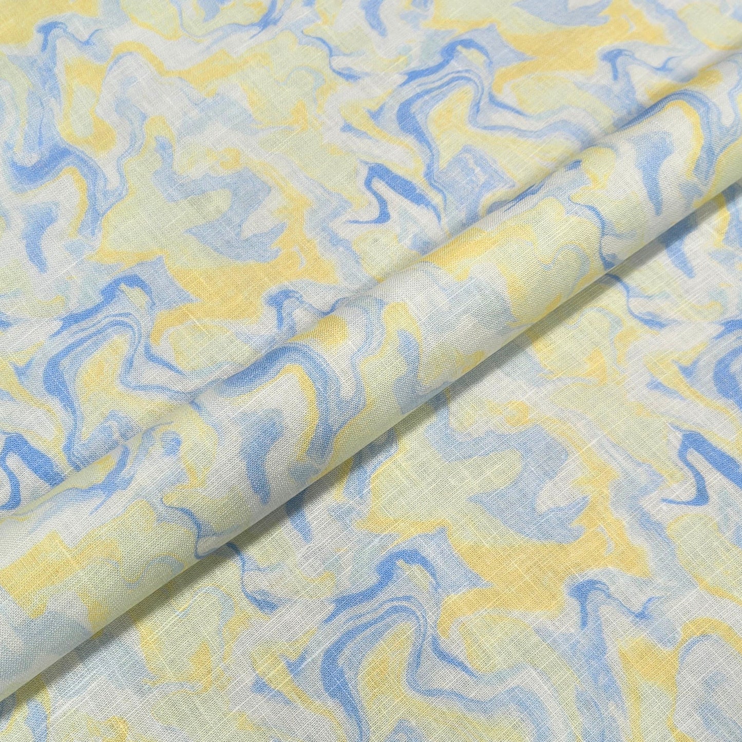 Marble Wave Printed Linen Fabric