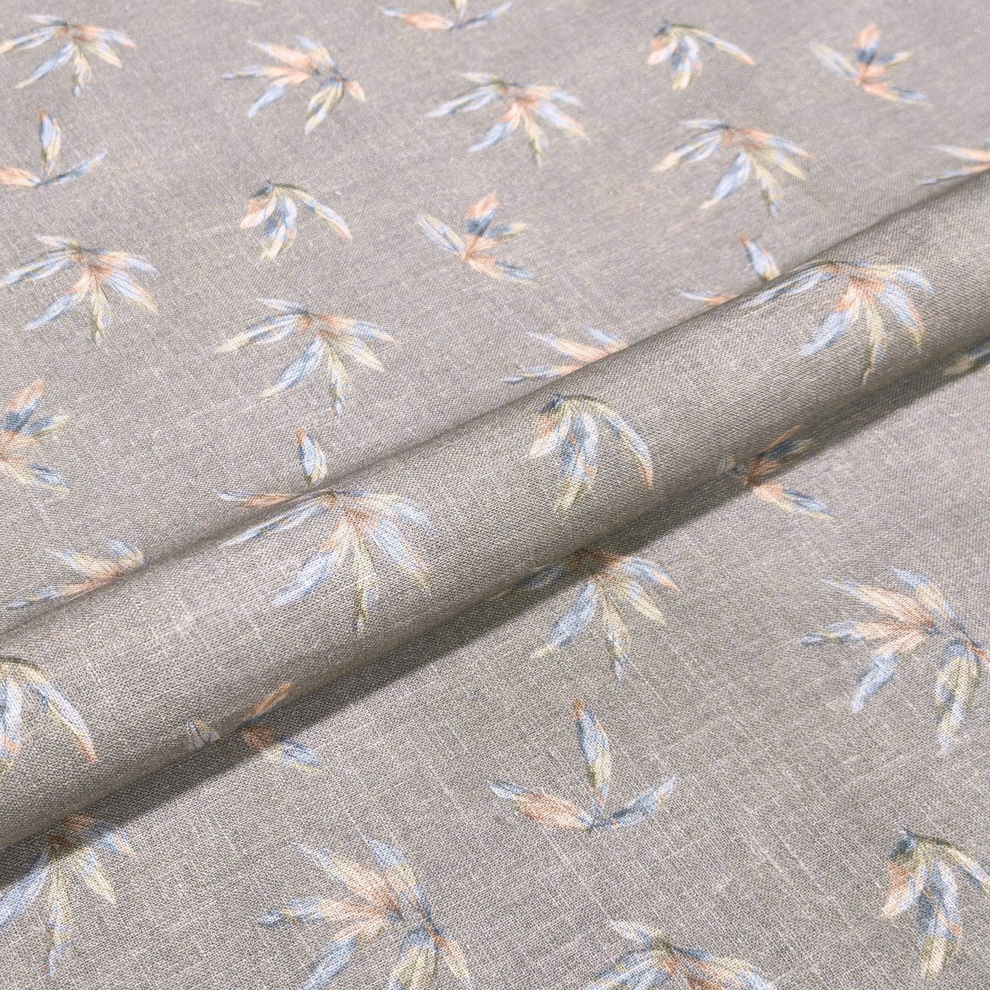 Ash Leaf Printed Linen Fabric