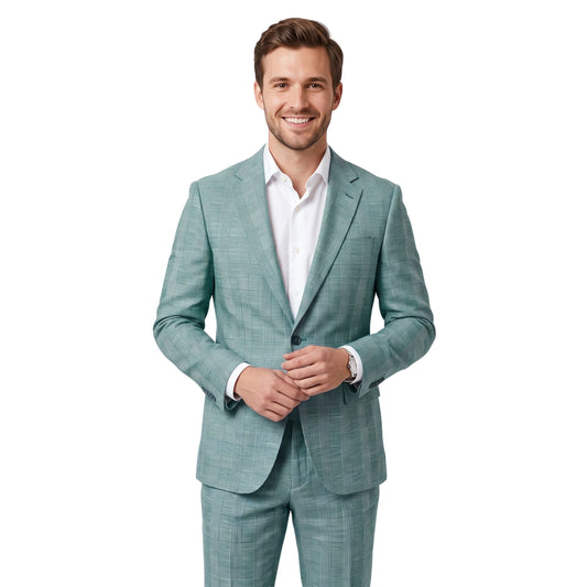 Sea Green Heritage Check Fabric