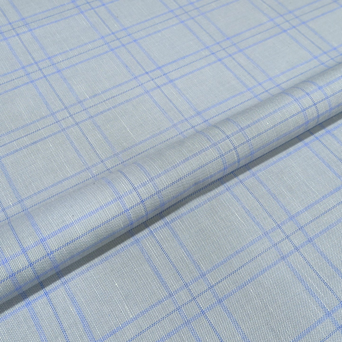 Ice Blue Windowpane Fabric
