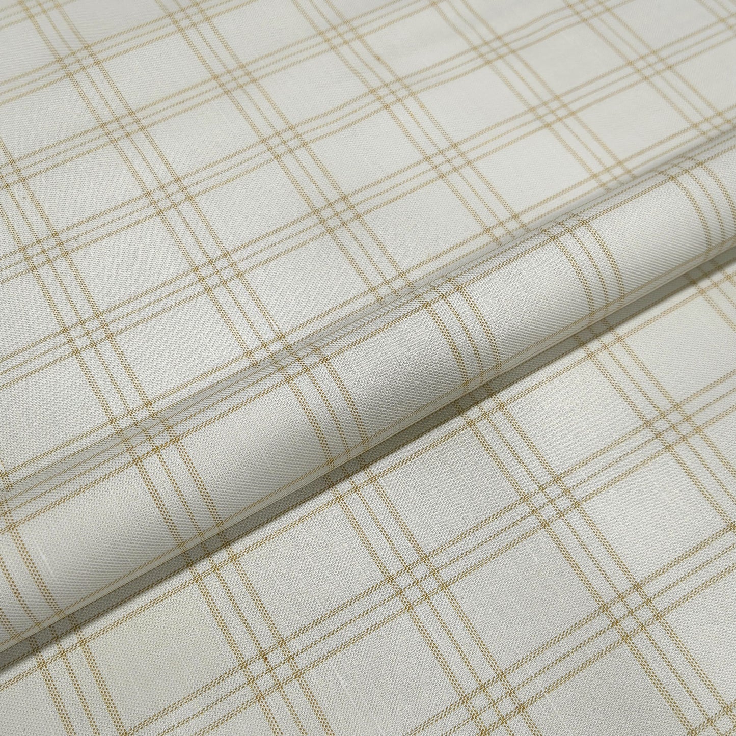 Ivory Windsor Windowpane Fabric