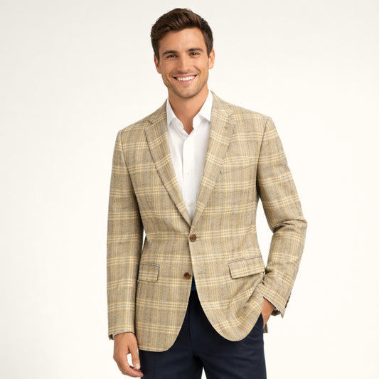 Tan Heritage Windowpane Fabric