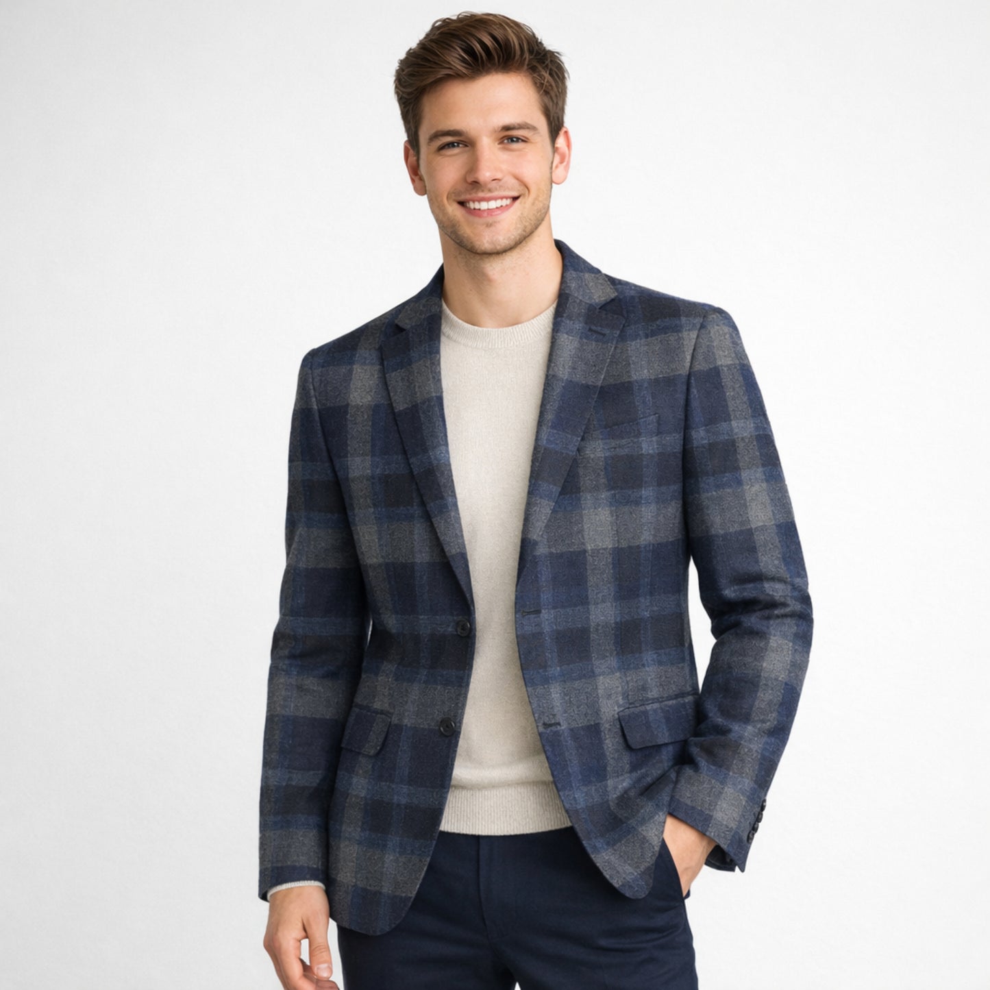 Velluto Mare Check Fabric