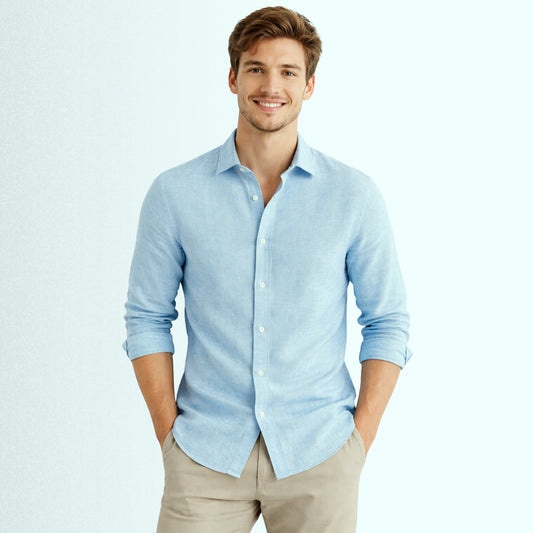 Aqua Sky Linen Fabric