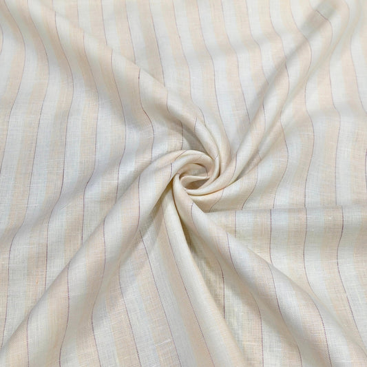 Ivory Sand Stripe Linen Fabric