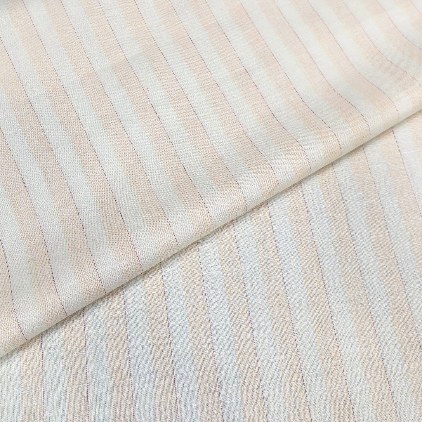 Ivory Sand Stripe Linen Fabric