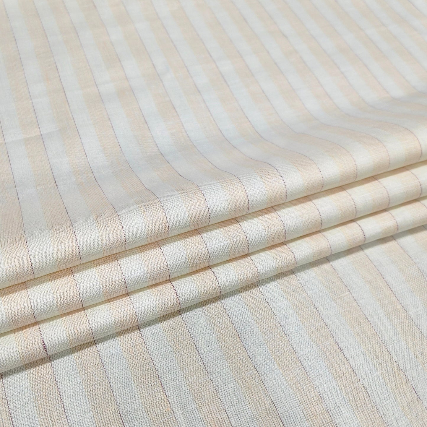 Ivory Sand Stripe Linen Fabric