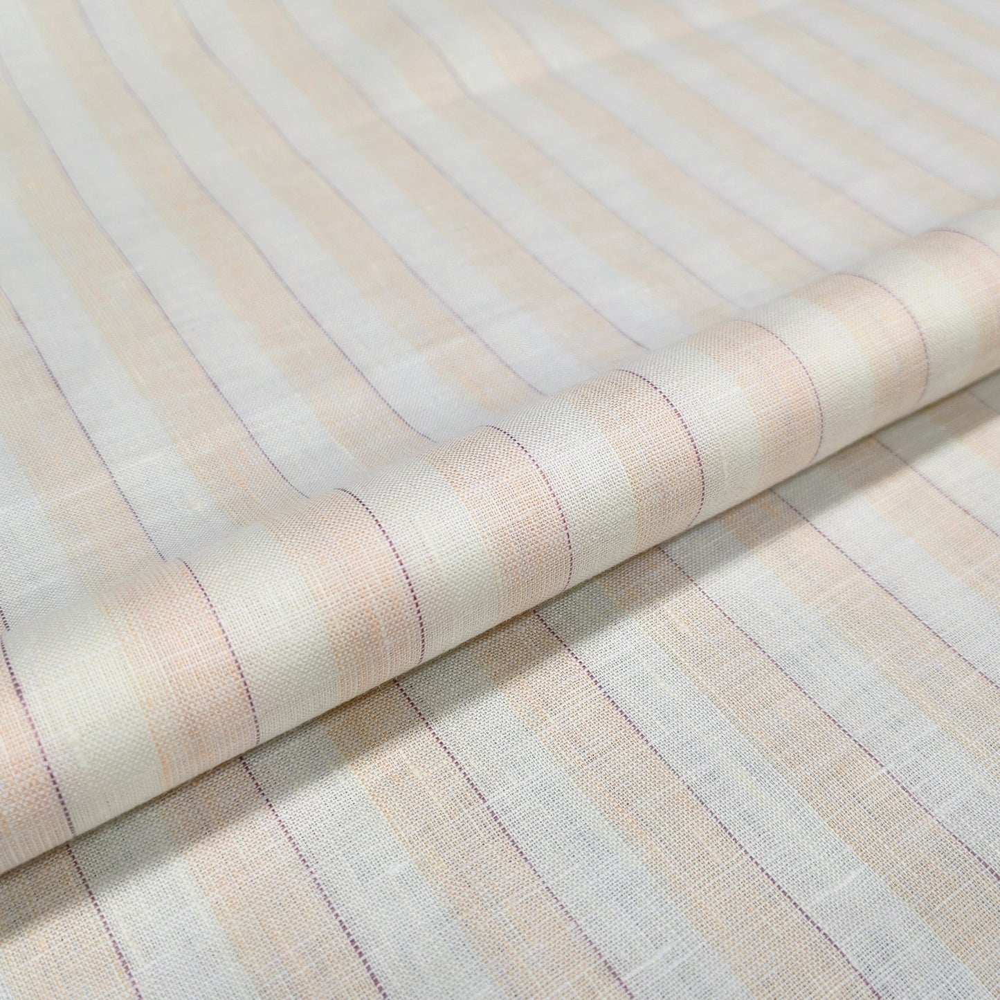 Ivory Sand Stripe Linen Fabric