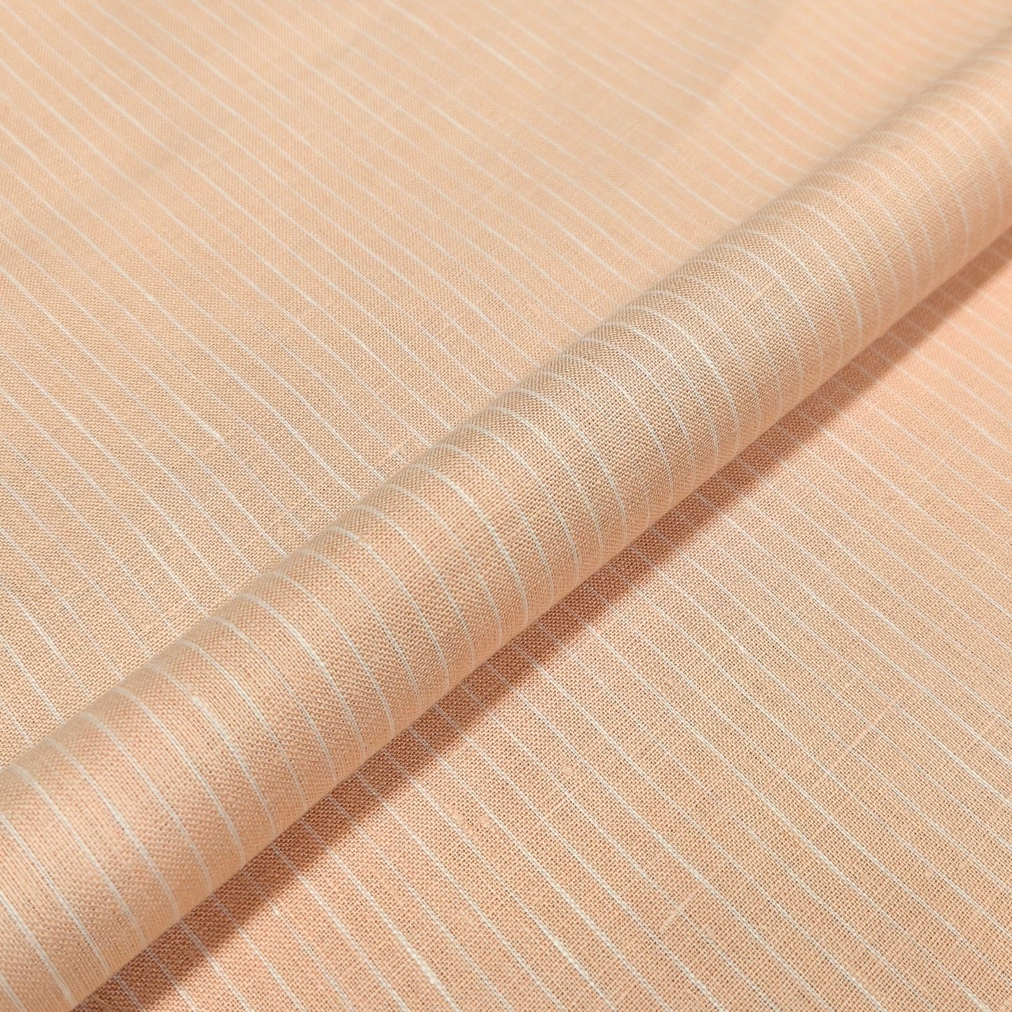 Sunlit Peach Stripe Linen Fabric