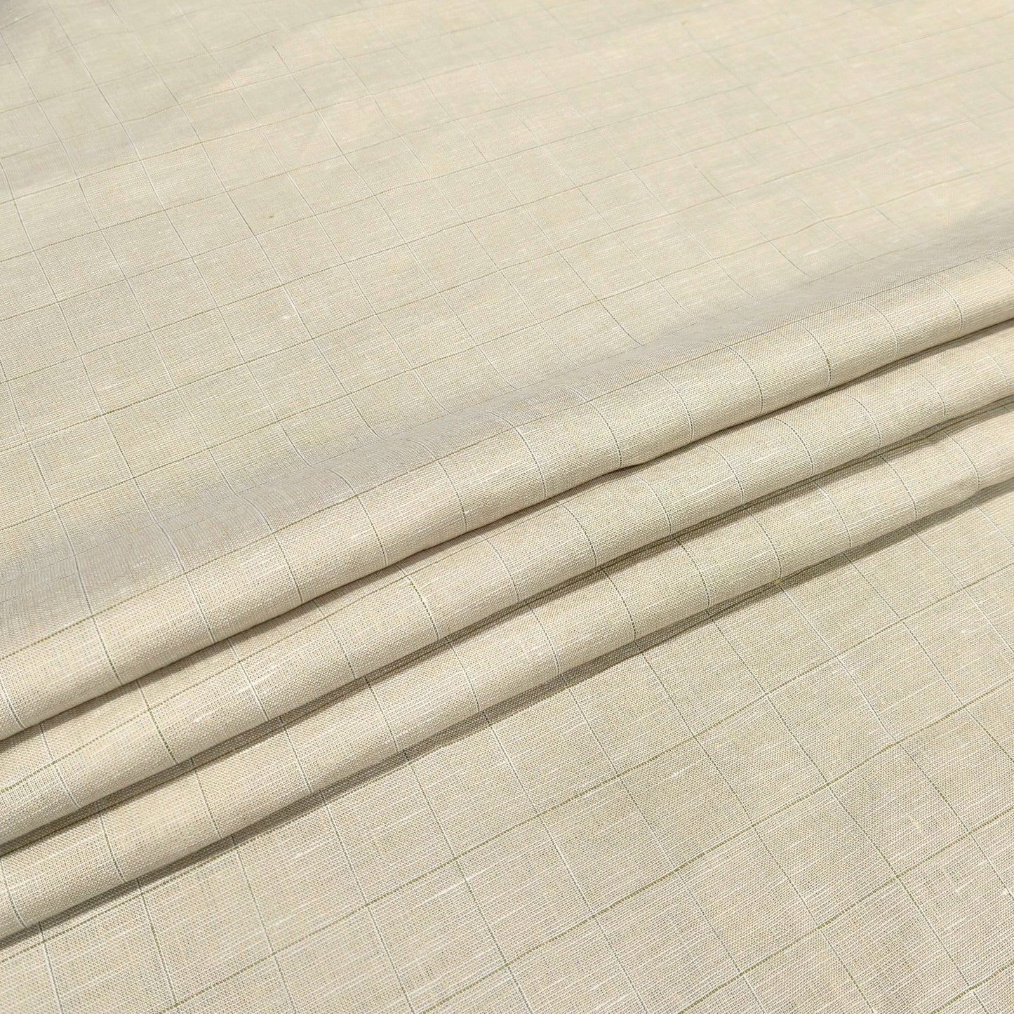 Desert Sand Check Linen Fabric