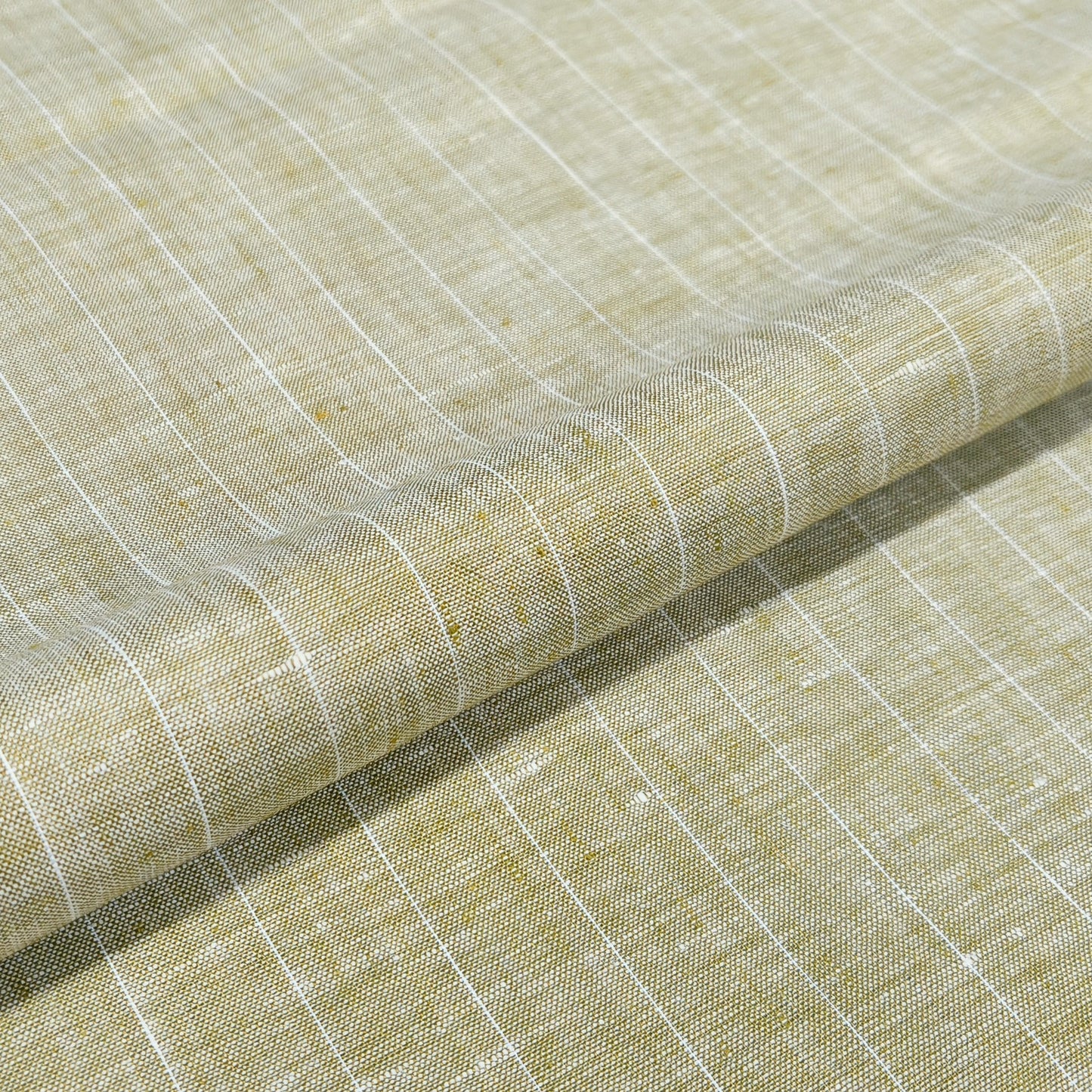 Earthy Beige Stripe Linen Fabric