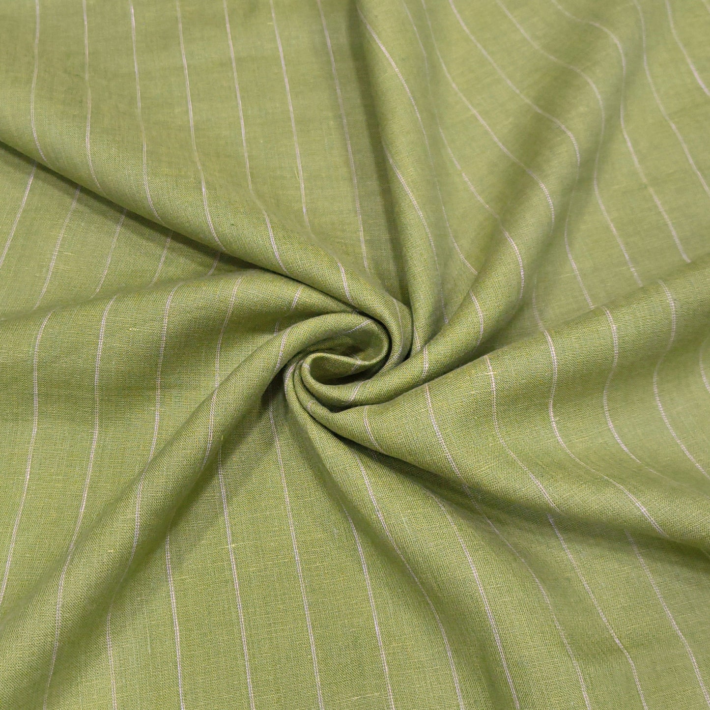 Classic Olive Pinstripe Linen Fabric
