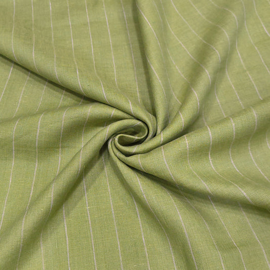 Classic Olive Pinstripe Linen Fabric