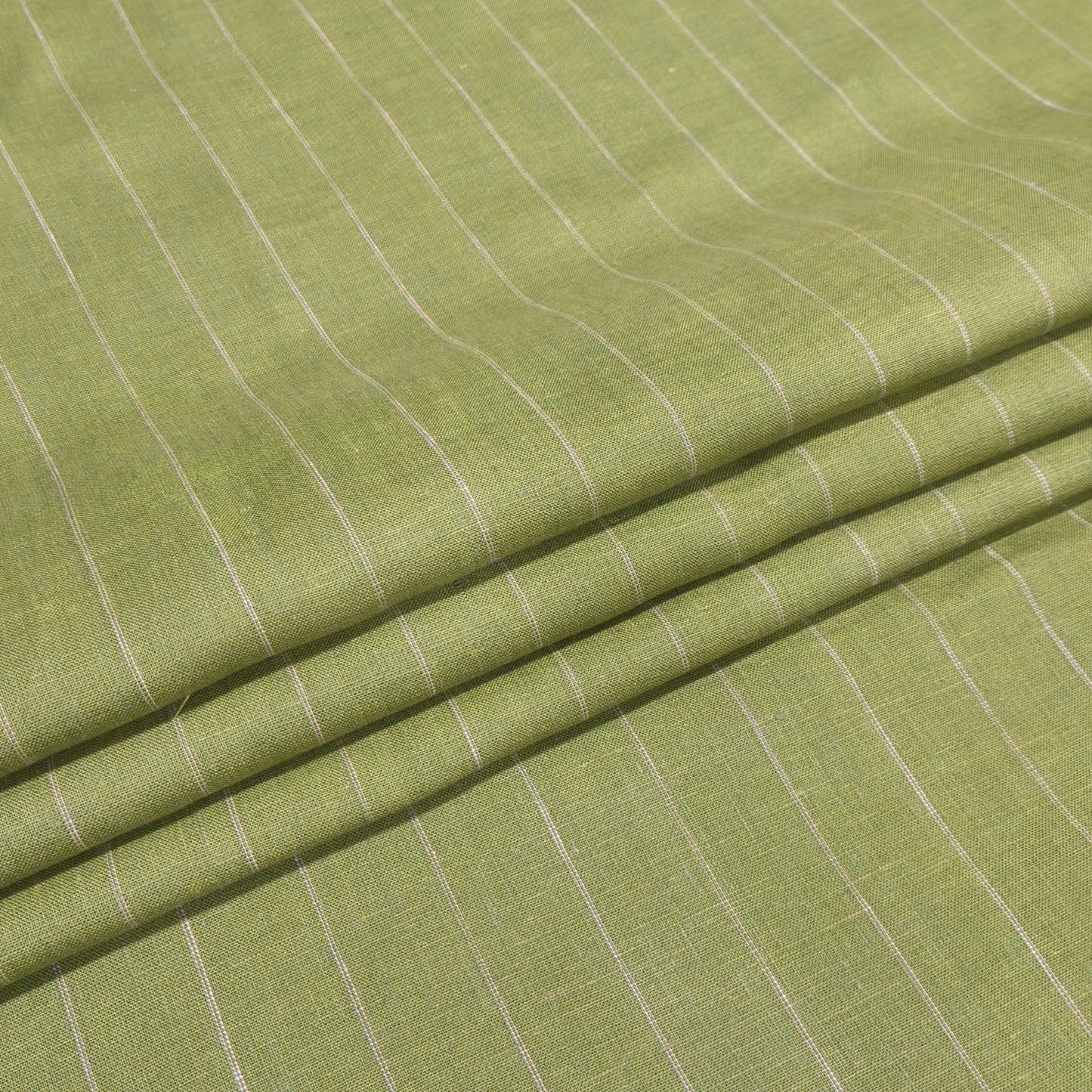 Classic Olive Pinstripe Linen Fabric