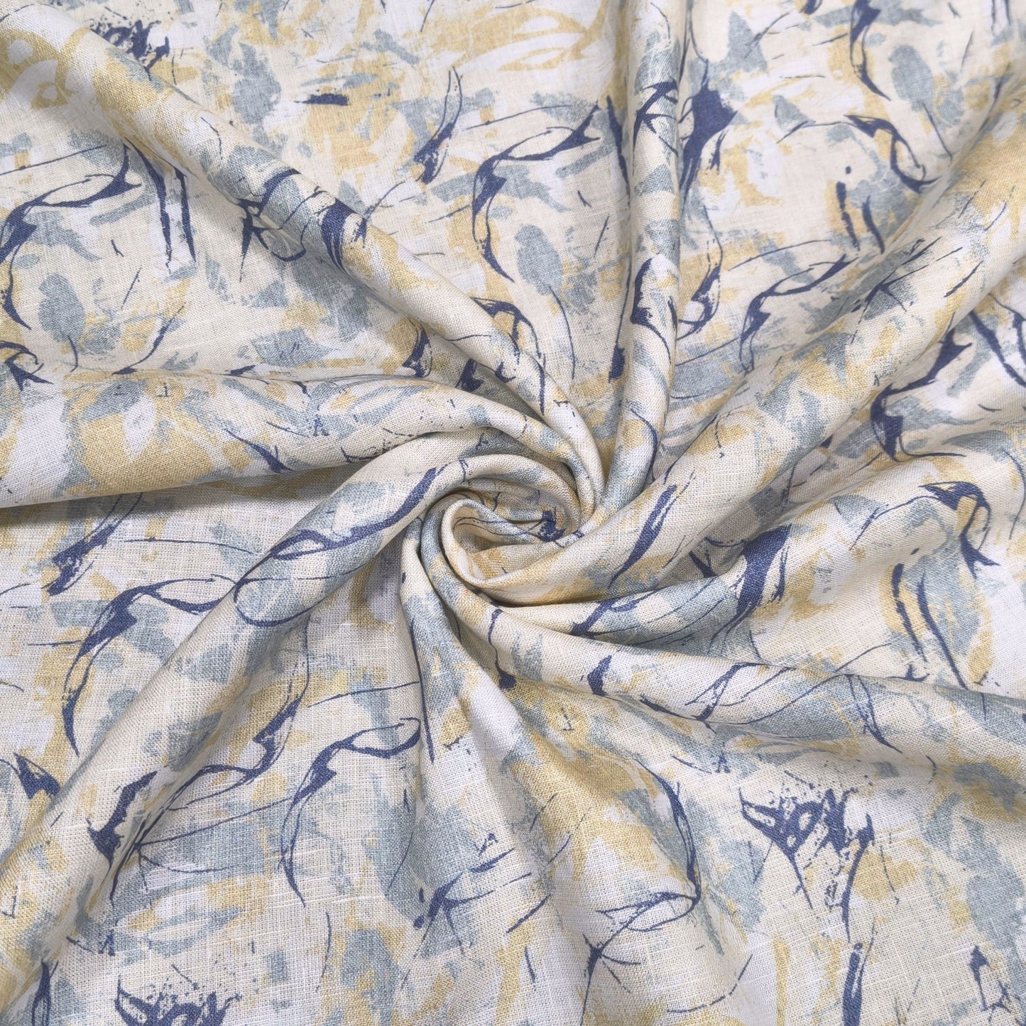 Azure Mist Printed Linen Fabric