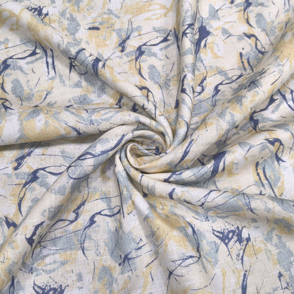 Azure Mist Printed Linen Fabric