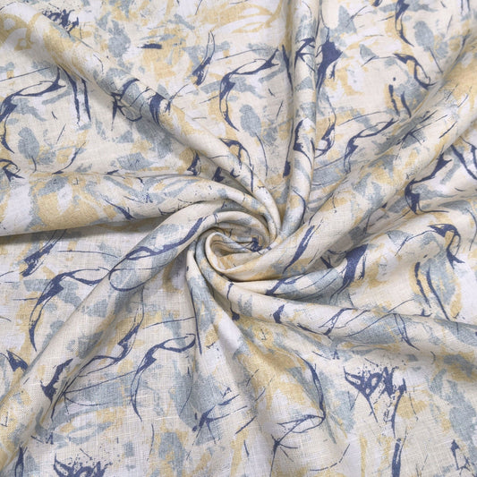 Azure Mist Printed Linen Fabric