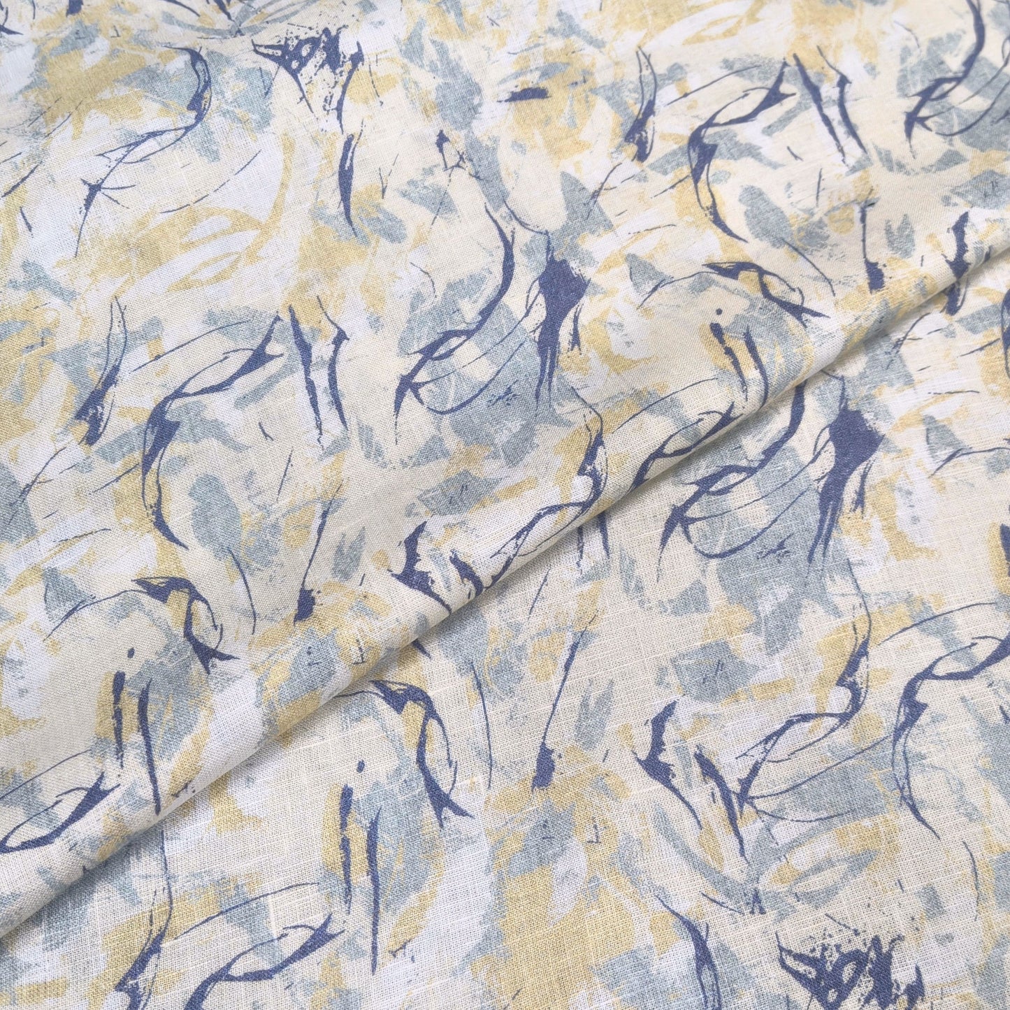 Azure Mist Printed Linen Fabric