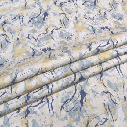 Azure Mist Printed Linen Fabric