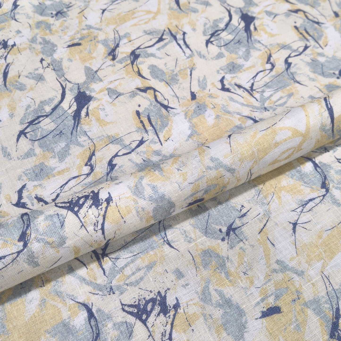 Azure Mist Printed Linen Fabric