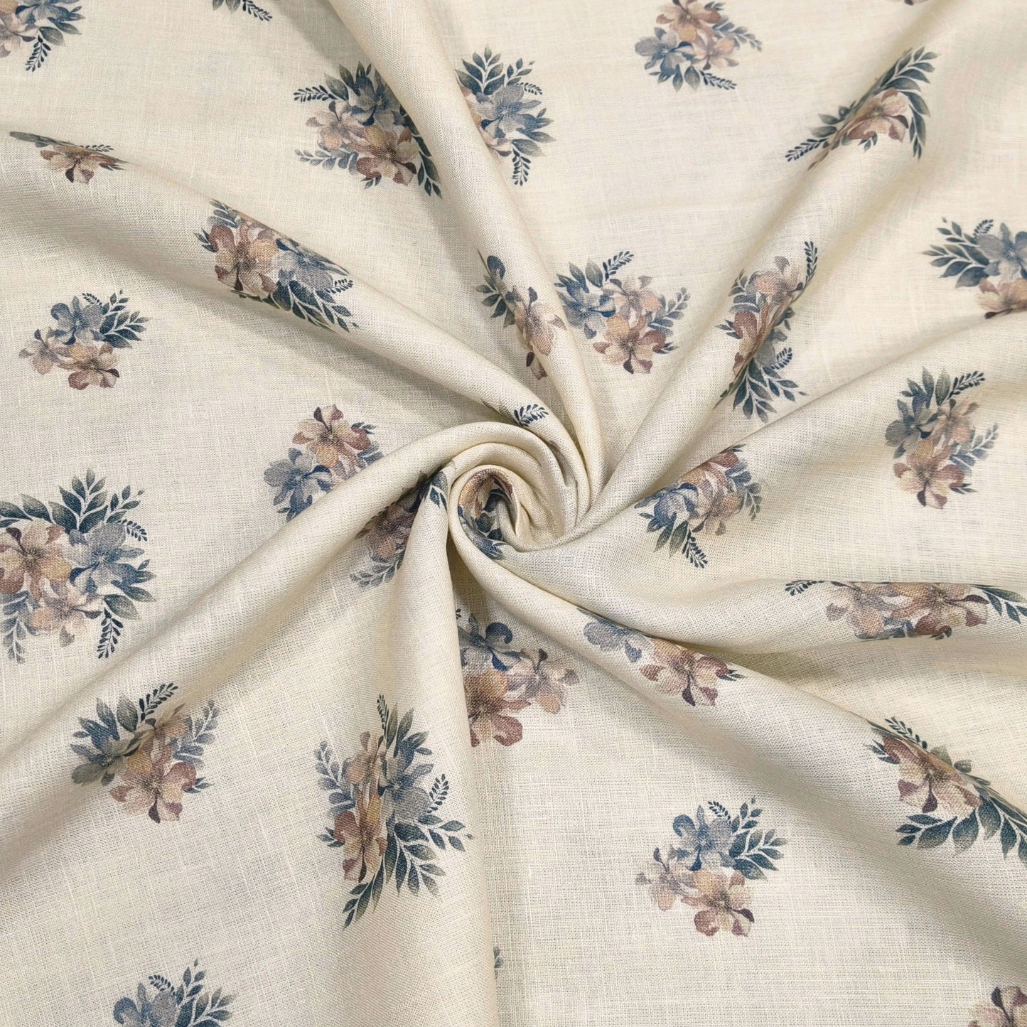 Pastel Bloom Printed Linen Fabric