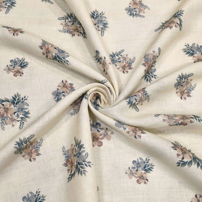 Pastel Bloom Printed Linen Fabric