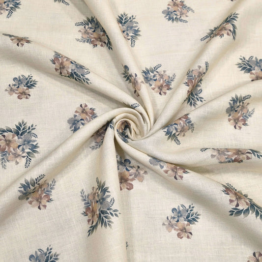 Pastel Bloom Printed Linen Fabric