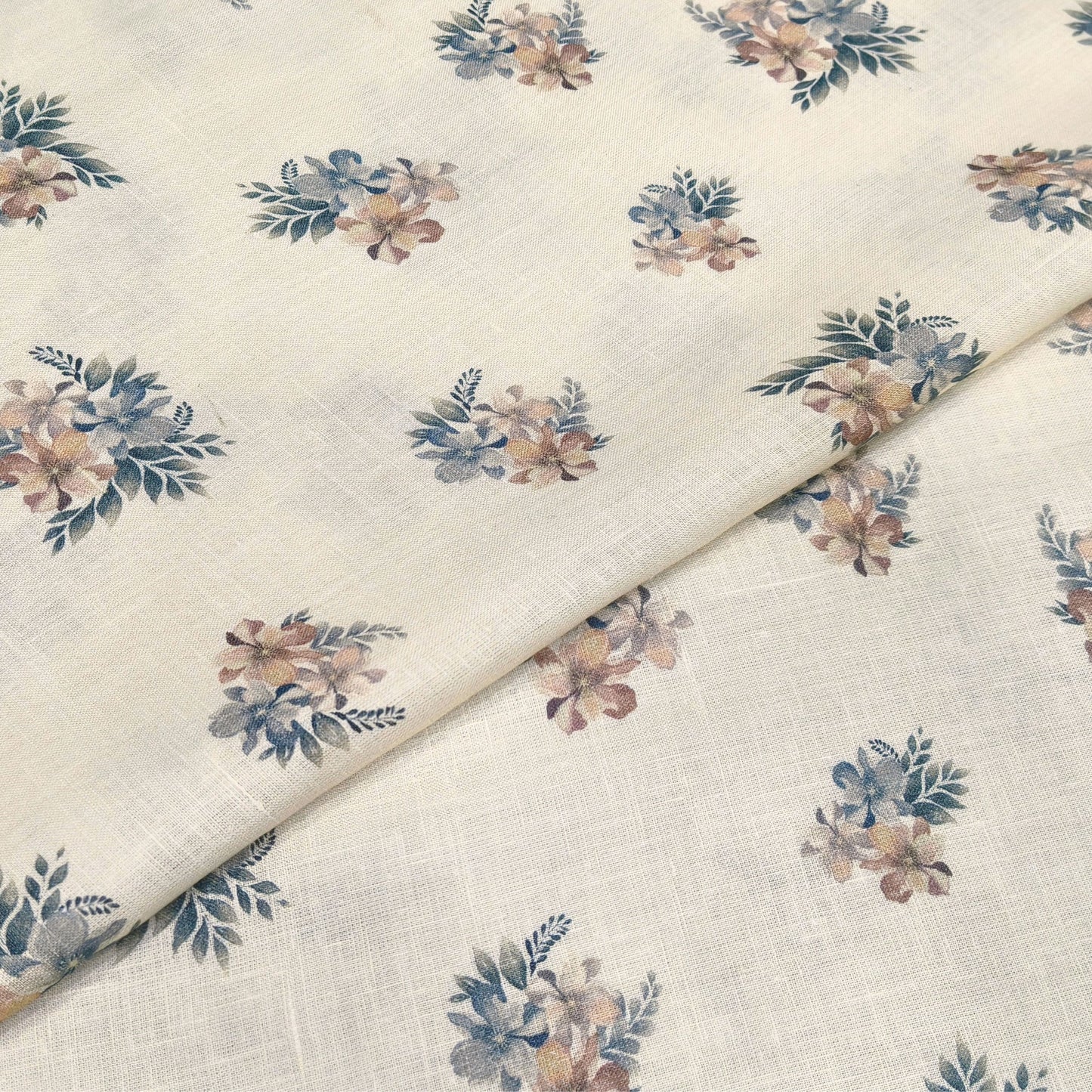 Pastel Bloom Printed Linen Fabric
