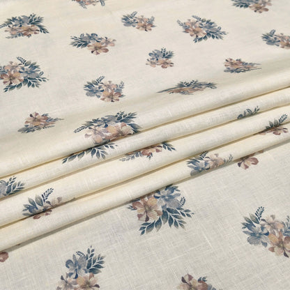 Pastel Bloom Printed Linen Fabric