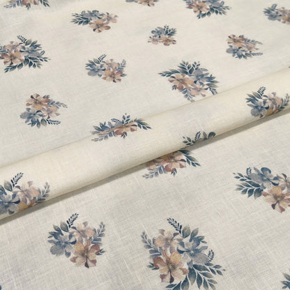 Pastel Bloom Printed Linen Fabric
