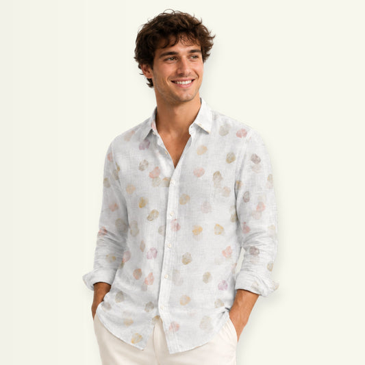 Soft Stone Printed Linen Fabric