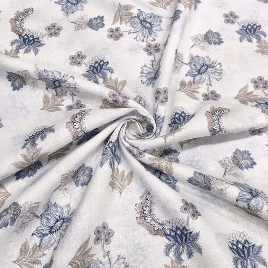 Royal Bloom Printed Linen Fabric