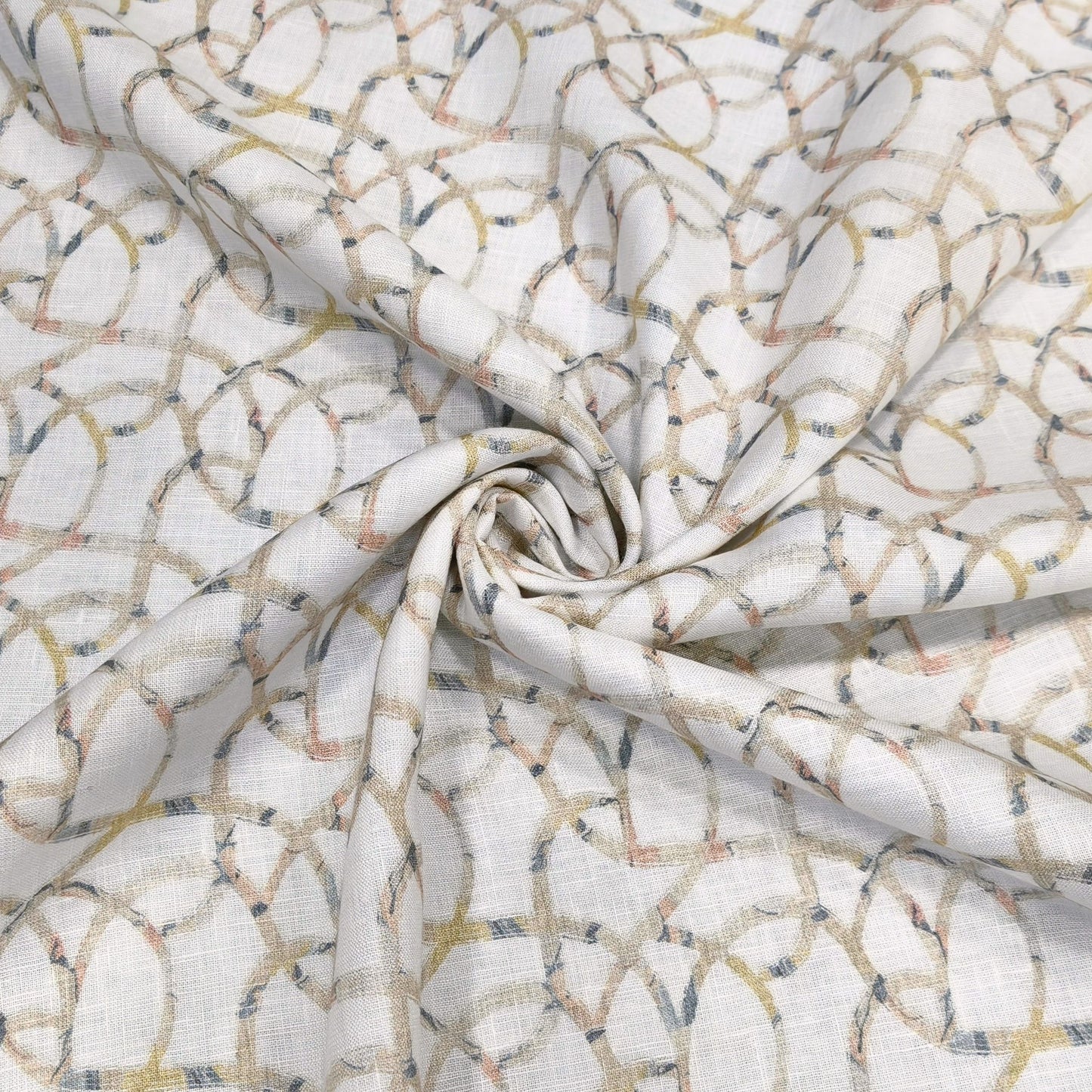 Abstract Loop Printed Linen Fabric
