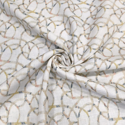 Abstract Loop Printed Linen Fabric