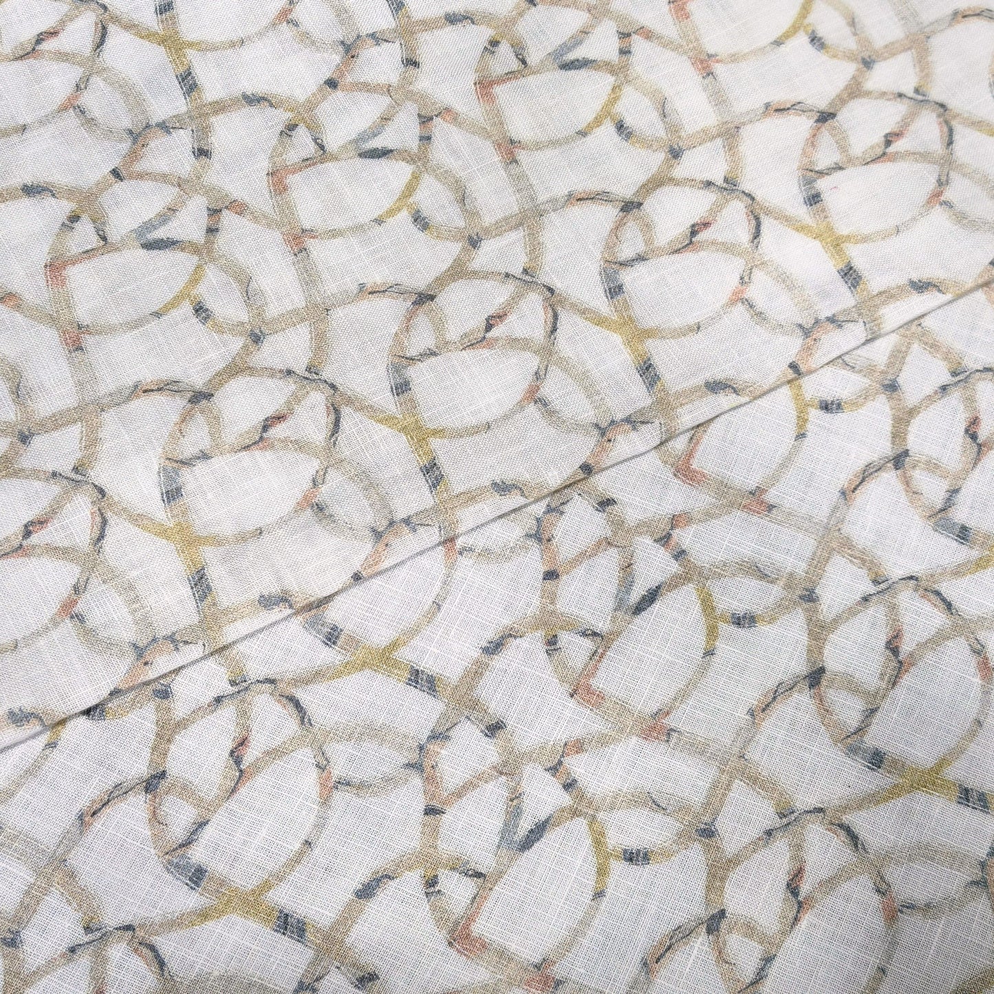 Abstract Loop Printed Linen Fabric