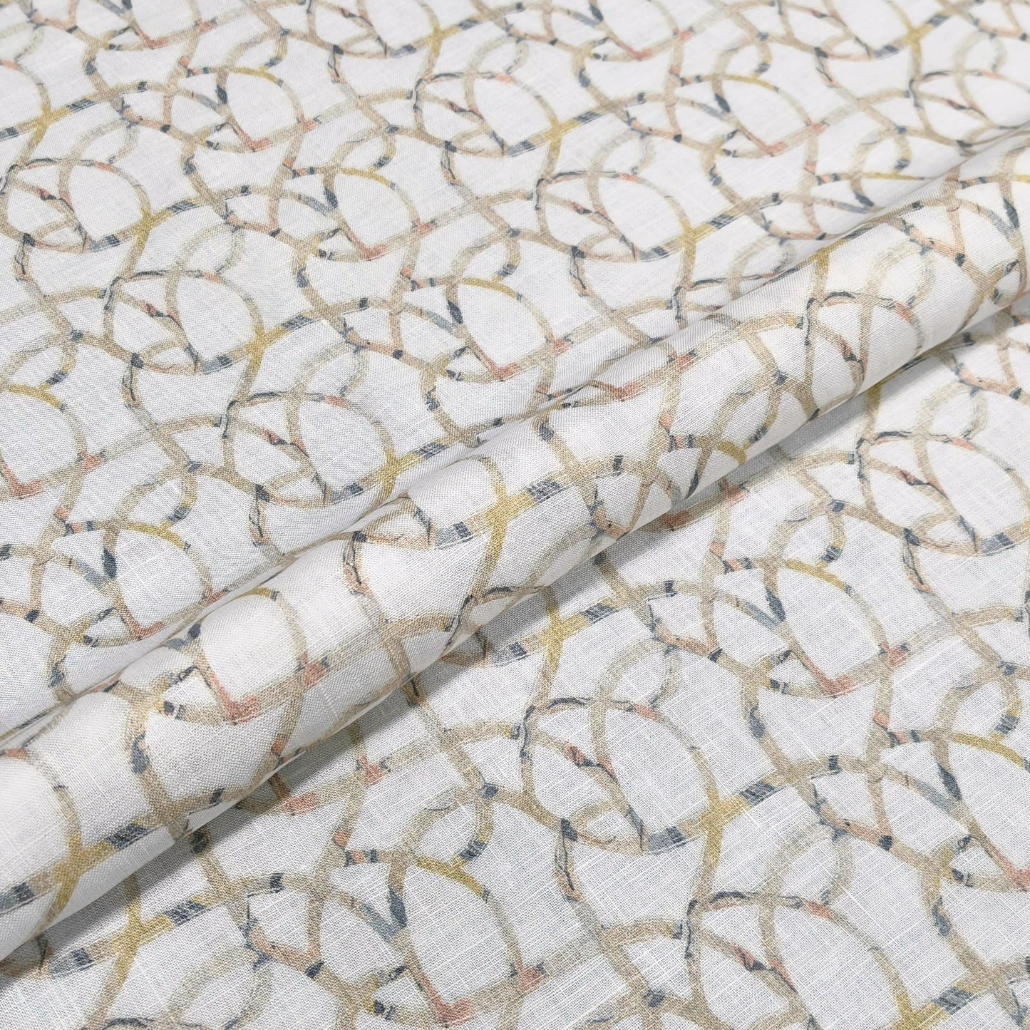 Abstract Loop Printed Linen Fabric