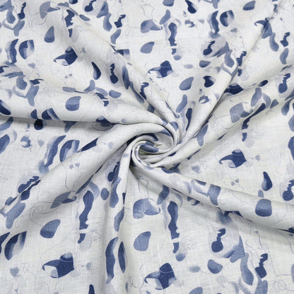 Indigo Abstract Printed Linen Fabric