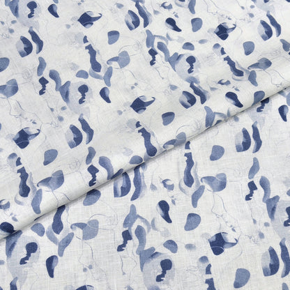 Indigo Abstract Printed Linen Fabric