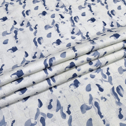 Indigo Abstract Printed Linen Fabric