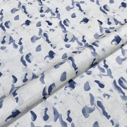 Indigo Abstract Printed Linen Fabric