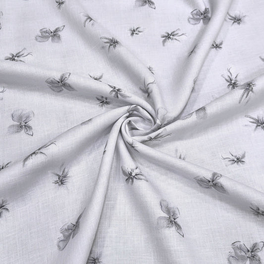Mist Petal Printed Linen Fabric