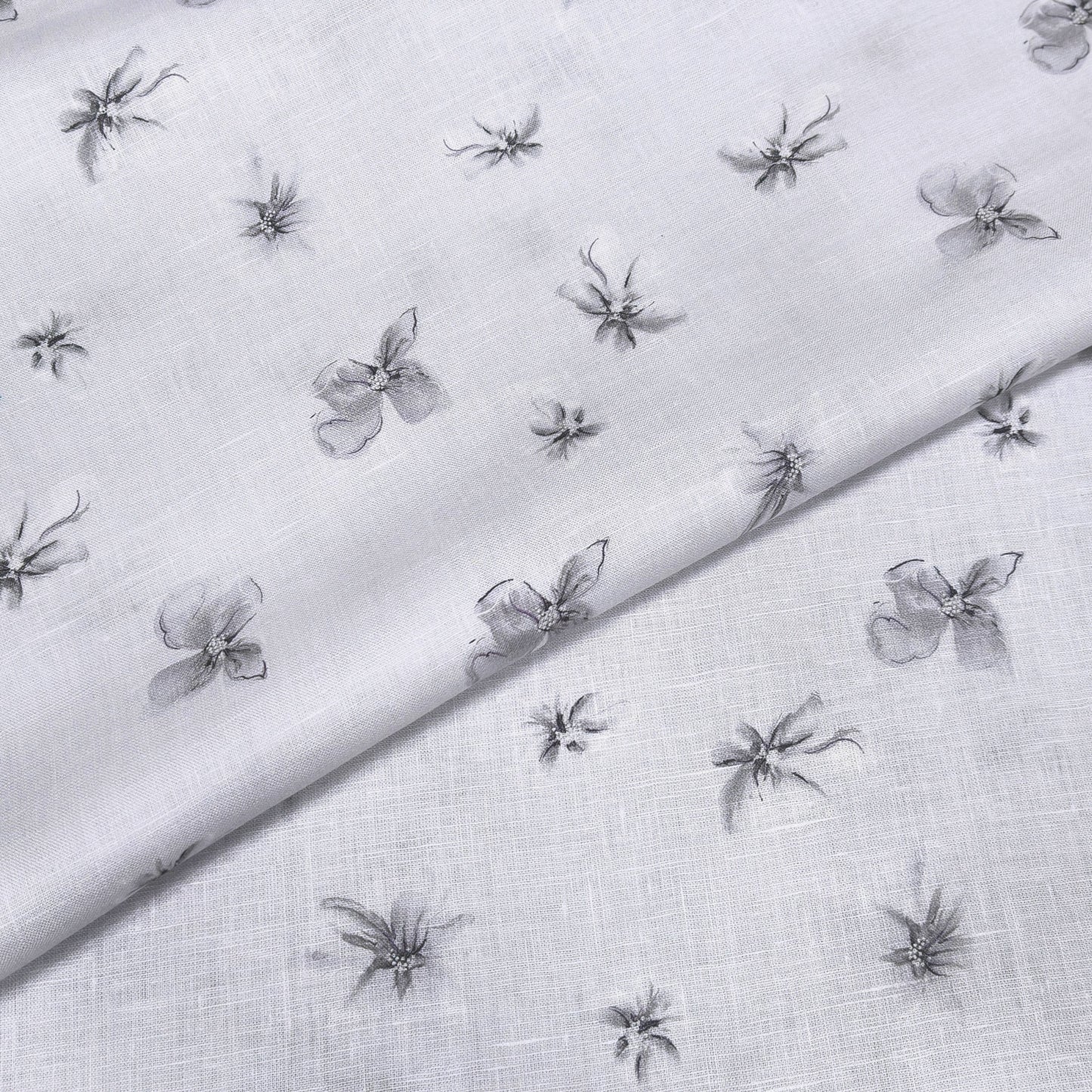 Mist Petal Printed Linen Fabric
